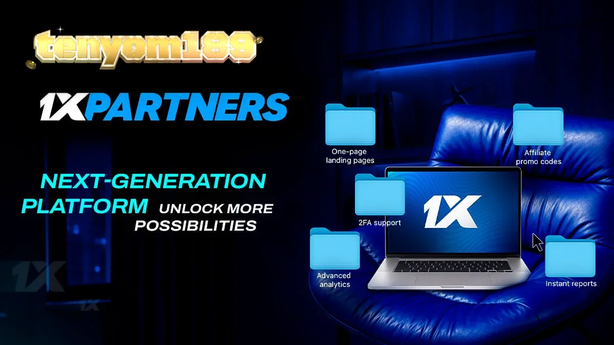 Tampilan antarmuka dasbor afiliasi 1xPartners yang diperbarui dengan grafik analitik.